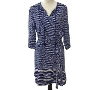 Beach Lunch Lounge Boho Blue White Geometric Dress Size Medium